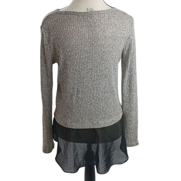Bar III Textured Knit Sweater Contrast Fabric Long Sleeve Stretch Womens Size M - Picture 5 of 7